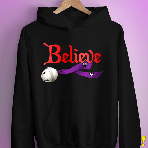 Believe Lesbian Labrys Pride Flag Jingle Bell Hoodie - Black