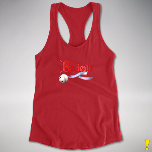 Believe Bigender Pride Flag Jingle Bell Racerback Tank - Red
