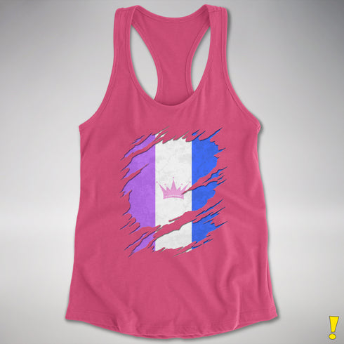 Drag Pride Flag Ripped Reveal Racerback Tank
