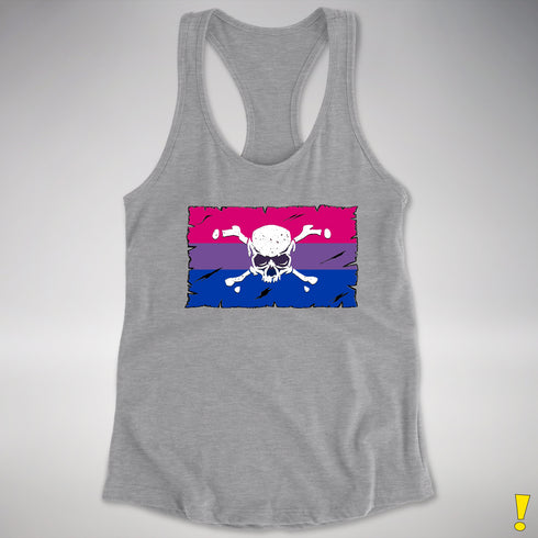 Bisexual Pride Pirate Flag Racerback Tank - Heather Grey