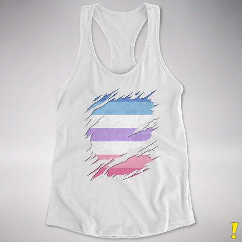 Bigender Pride Flag Ripped Reveal Racerback Tank