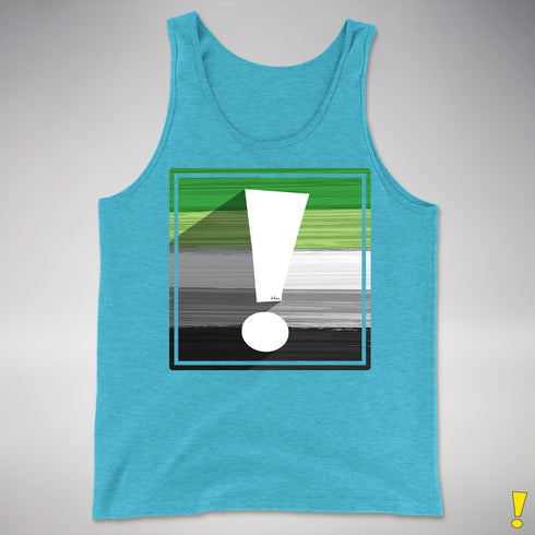 Aromantic Pride Flag Exclamation Point Premium Tank Top - Aqua Triblend