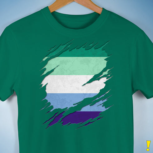 Gay Male Pride Flag Ripped Reveal Premium Unisex T-Shirt