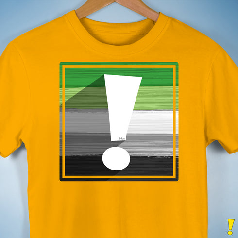 Aromantic Pride Flag Exclamation Point Premium Unisex T-Shirt - Gold