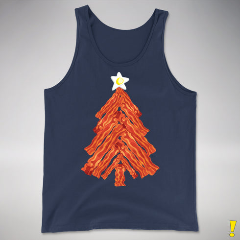 Funny Bacon and Egg Christmas Tree Tank Top - Navy