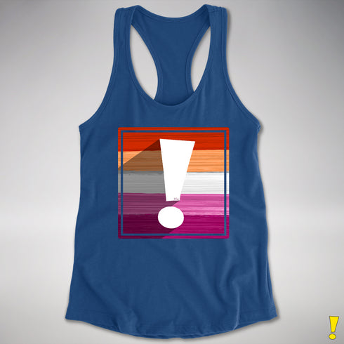Lesbian Pride Flag Exclamation Point Racerback Tank