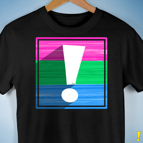 Polysexual Pride Flag Exclamation Point Premium Unisex T-Shirt - Black