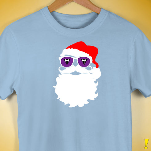 Santa’s Lesbian Labrys Pride Flag Shades Premium Unisex T-Shirt - Baby Blue