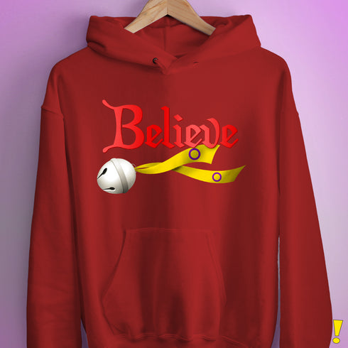 Believe Intersex Pride Flag Jingle Bell Hoodie - Red
