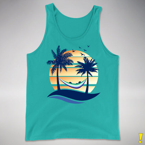 Gay Male Pride Hammock Summer Beach Sunset Premium Tank Top