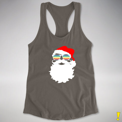 Santa’s Queer Pride Flag Shades Racerback Tank - Dark Grey