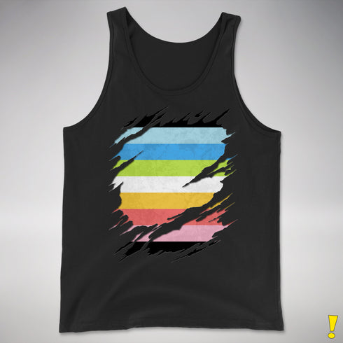 Queer Pride Flag Ripped Reveal Premium Tank Top