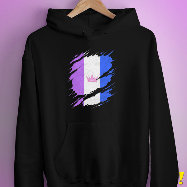 Drag Pride Flag Ripped Reveal Hoodie