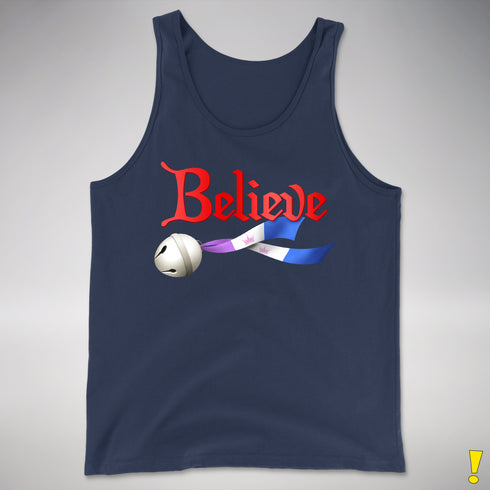 Believe Drag Pride Flag Jingle Bell Premium Tank Top - Navy