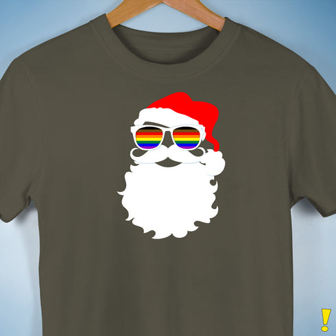 Santa’s LGBTQ Philly Pride Flag Shades Premium Unisex T-Shirt - Army