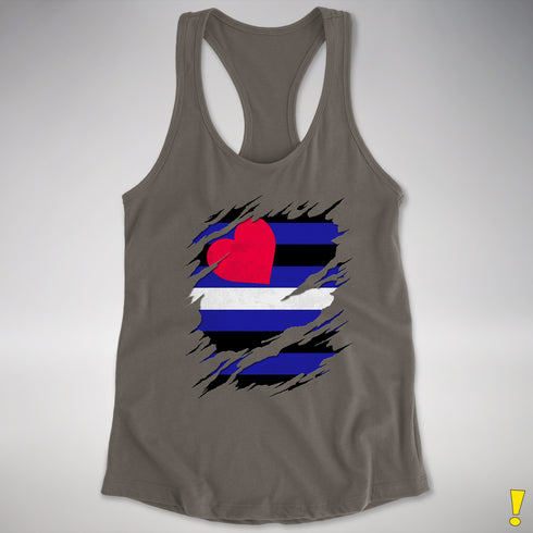 Leather Pride Flag Ripped Reveal Racerback Tank