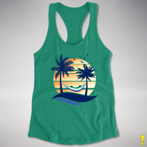Gay Male Pride Hammock Summer Beach Sunset Racerback Tank