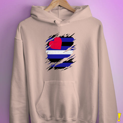 Leather Pride Flag Ripped Reveal Hoodie