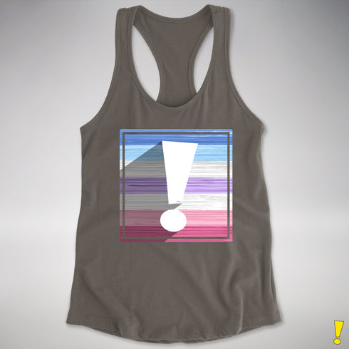 Bigender Pride Flag Exclamation Point Racerback Tank - Dark Grey