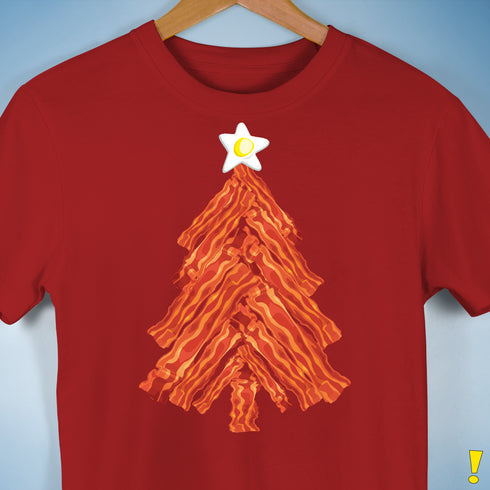 Funny Bacon and Egg Christmas Tree Unisex T-Shirt - Red