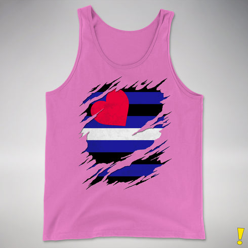 Leather Pride Flag Ripped Reveal Premium Tank Top
