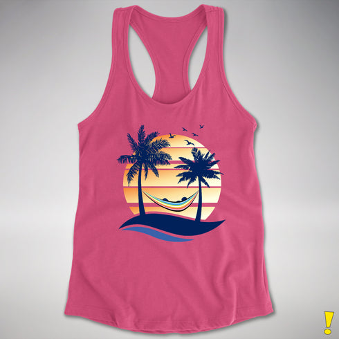 Queer Pride Hammock Summer Beach Sunset Racerback Tank