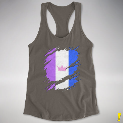 Drag Pride Flag Ripped Reveal Racerback Tank