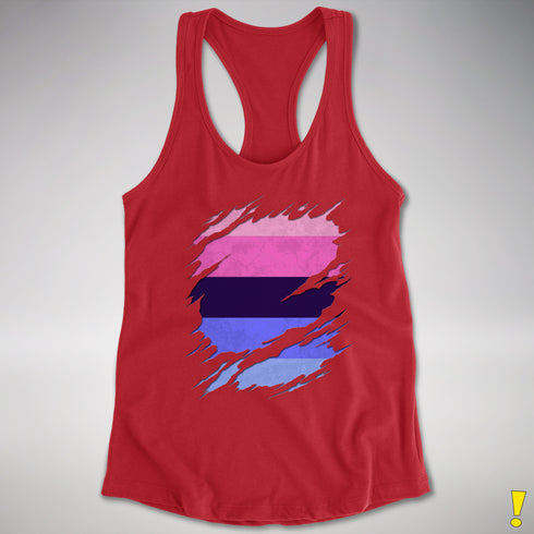 Omnisexual Pride Flag Ripped Reveal Racerback Tank