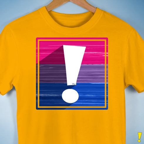 Bisexual Pride Flag Exclamation Point Premium Unisex T-Shirt - Gold