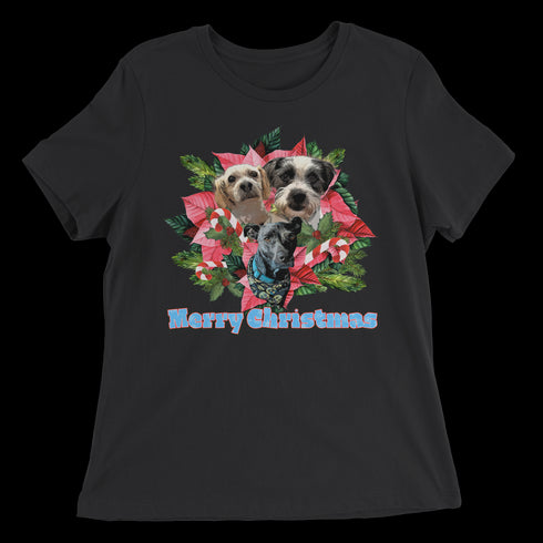 Custom Holiday Joy T-Shirt Women's Relaxed Tee - Black
