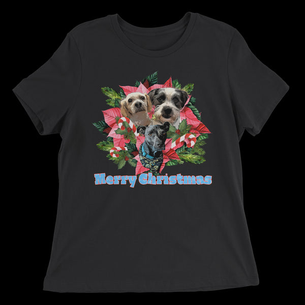 Custom Holiday Joy T-Shirt Women's Relaxed Tee - Black