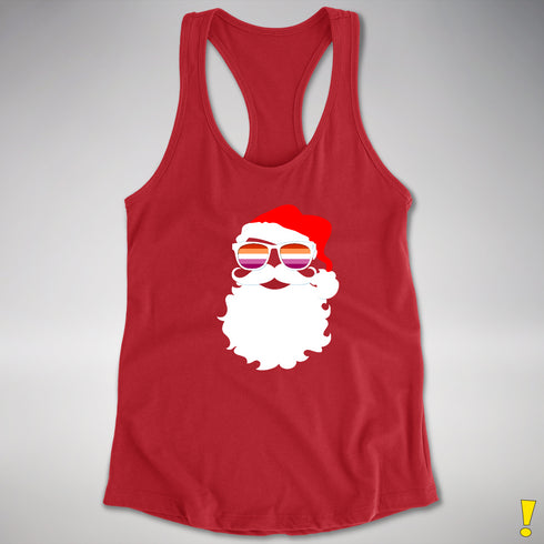 Santa’s Lesbian Pride Flag Shades Racerback Tank - Red