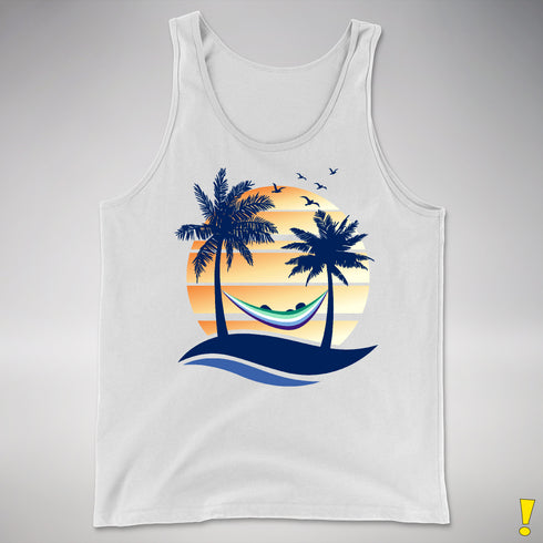 Gay Male Pride Hammock Summer Beach Sunset Premium Tank Top
