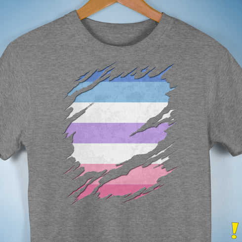 Bigender Pride Flag Ripped Reveal Premium Unisex T-Shirt