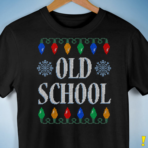 Old School Ugly Christmas Sweater Unisex T-Shirt - Black