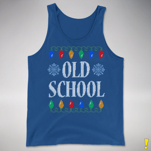 Old School Ugly Christmas Sweater Tank Top - Royal Blue
