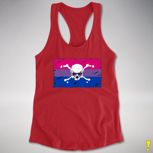 Bisexual Pride Pirate Flag Racerback Tank - Red