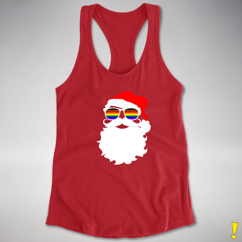 Santa’s LGBTQ Philly Pride Flag Shades Racerback Tank - Red