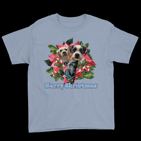 Custom Holiday Joy T-Shirt Youth Tee - Light Blue