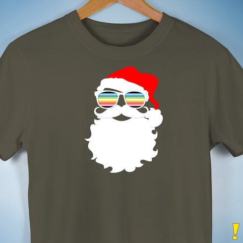Santa’s Queer Pride Flag Shades Premium Unisex T-Shirt - Army