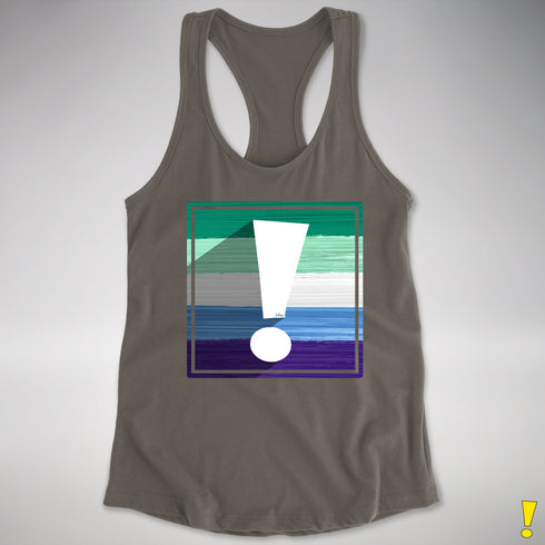 Gay Male Pride Flag Exclamation Point Racerback Tank