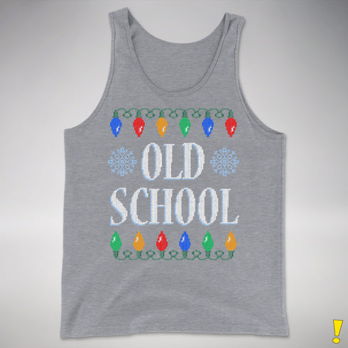 Old School Ugly Christmas Sweater Tank Top - Grey Heather