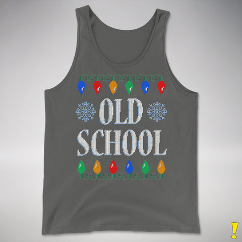 Old School Ugly Christmas Sweater Tank Top - Smoke Grey