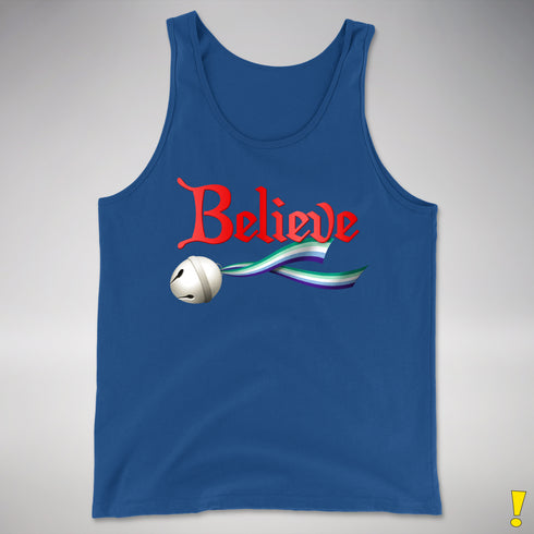 Believe Gay Male Pride Flag Jingle Bell Premium Tank Top - Royal Blue
