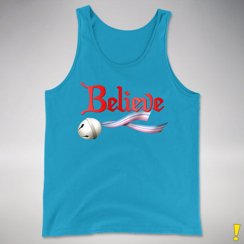 Believe Bigender Pride Flag Jingle Bell Premium Tank Top - Neon Blue