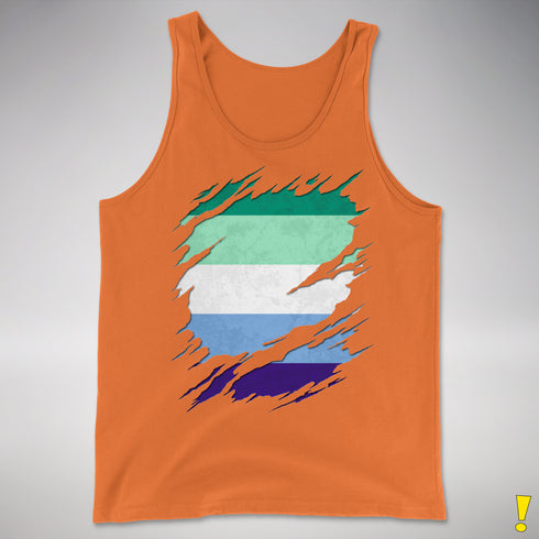 Gay Male Pride Flag Ripped Reveal Premium Tank Top