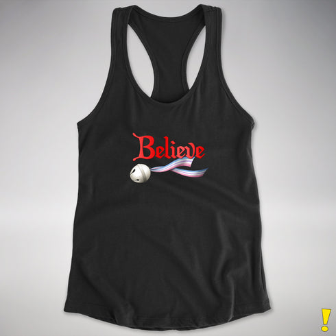 Believe Bigender Pride Flag Jingle Bell Racerback Tank - Black
