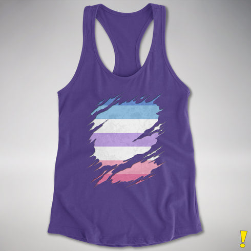 Bigender Pride Flag Ripped Reveal Racerback Tank