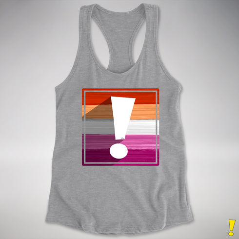 Lesbian Pride Flag Exclamation Point Racerback Tank