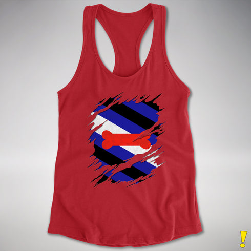 Puppy Pride Flag Ripped Reveal Racerback Tank